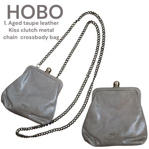 HOBO international leather Crossbody pouch coin purse kiss closure chain strap